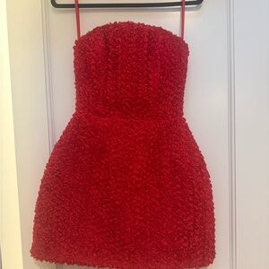 NADINE MERABI Vibrant Red Strapless Dress